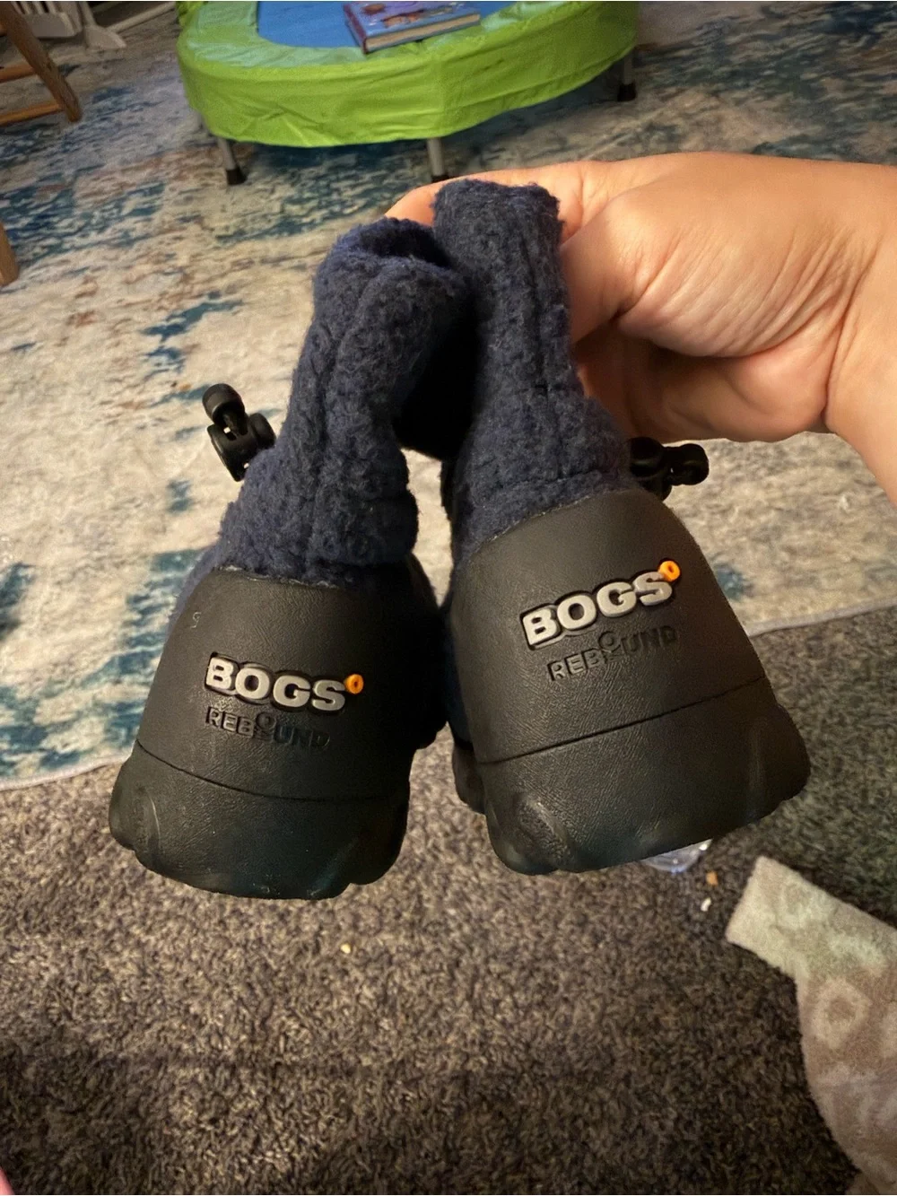 Bogs Kids Navy Blue Waterproof Fleece Pull-On Boots